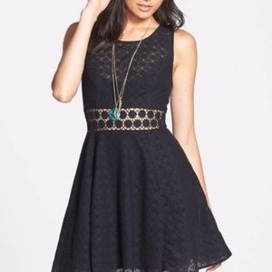 Free People Daisy Lace Embroidered Cutout Mini Skater Dress- Size 8